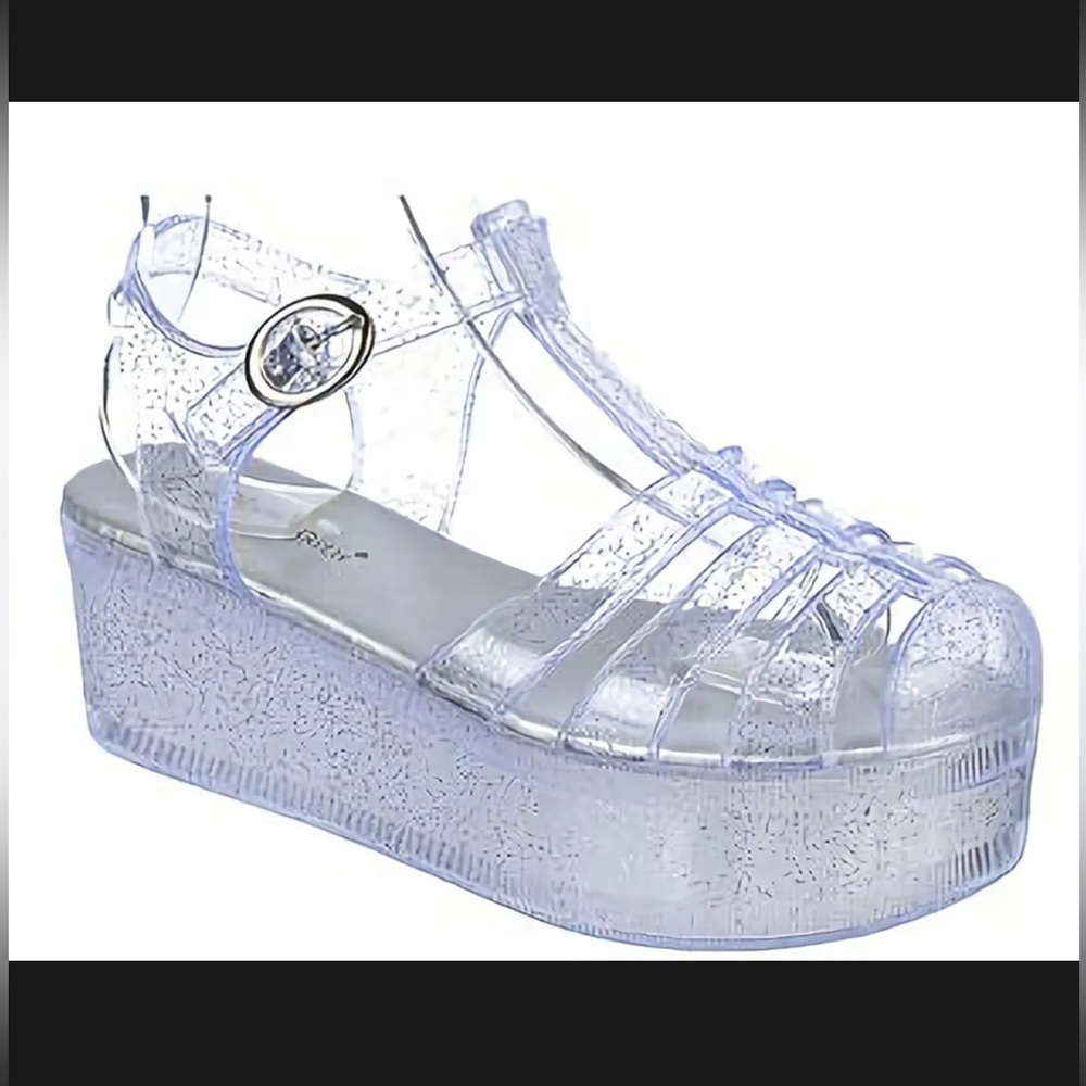 Y2K Clear Glitter Jelly Platform Sandals